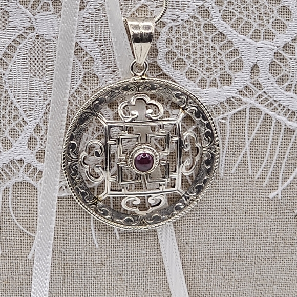 925 Sterling Garnet Necklace Vintage - Picture 8 of 16